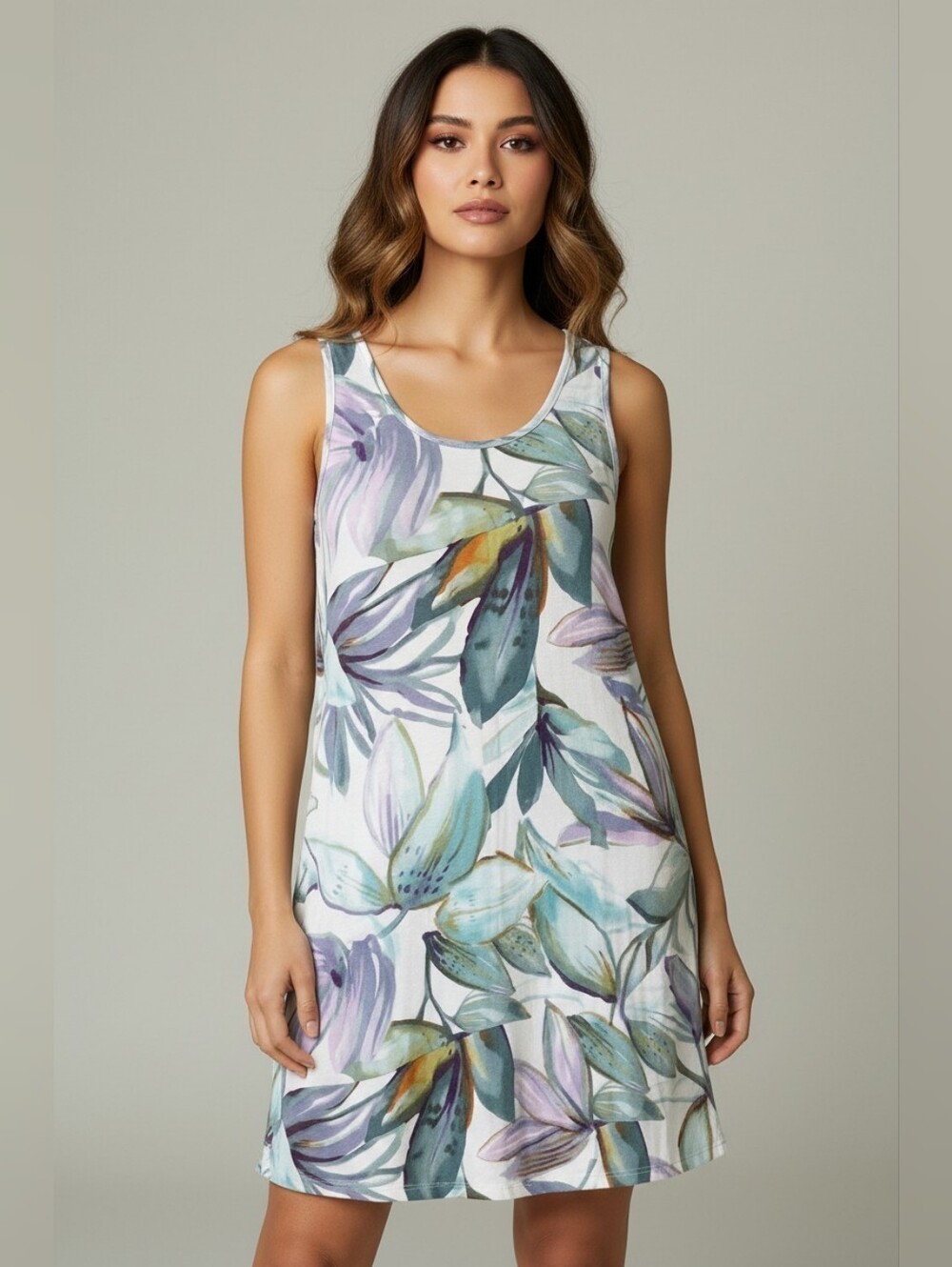 Vintage Jams World 100% Textured Rayon Floral Tank Shift Dress